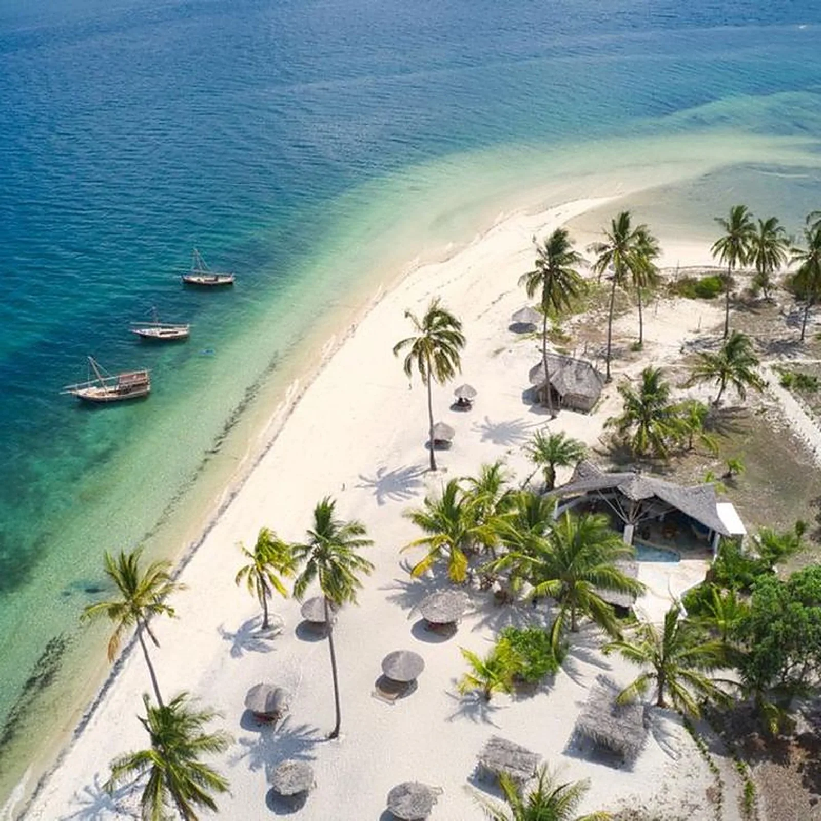 Turquoise sea and sand bank on Mafia Island